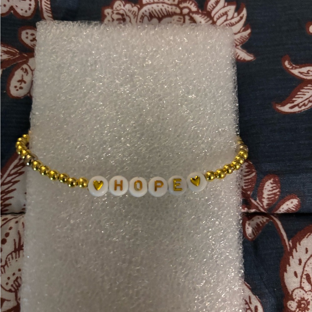 Gold Beaded Bracelet with Hope Letters